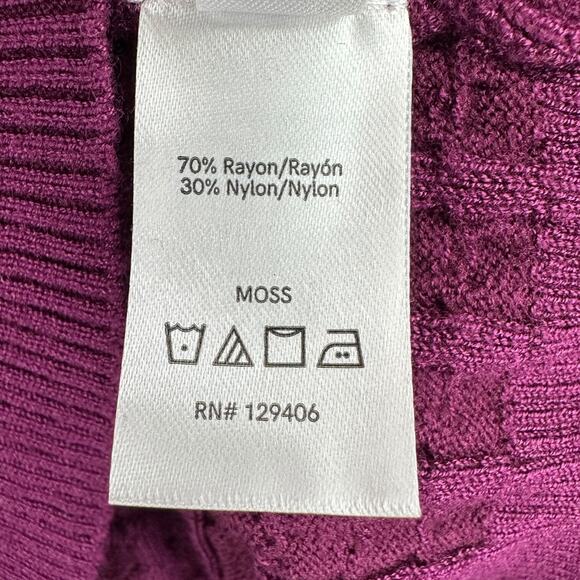 Venus Purple Cable Knit V Neck Long Sleeve Cardigan Sweater Womens Size 1X - Picture 4 of 7